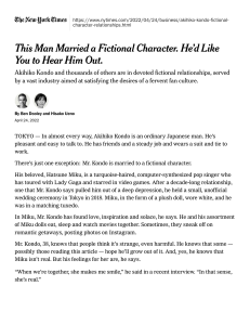 This Man Married a Fictional Character. He’d Like You to Hear Him Out. - The New York Times