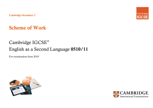 Cambridge IGCSE English Scheme of Work