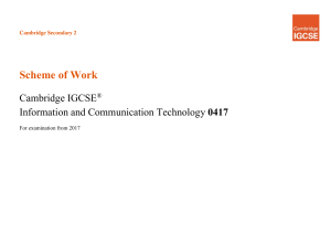 Cambridge IGCSE ICT 0417 Scheme of Work