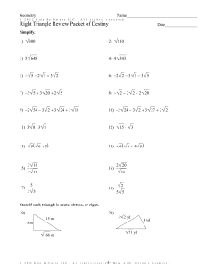 Right Triangle Review Packet of Destiny