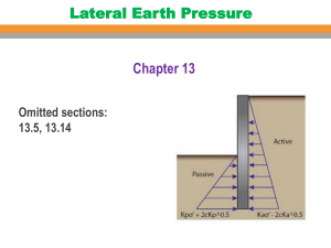 Lateral Earth Pressure. Chapter 13. Omitted sections  13.5, 13.14