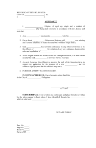 Affidavit of Loss General Form