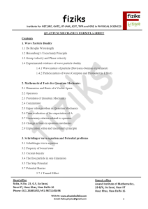 Quantum Formula Sheet