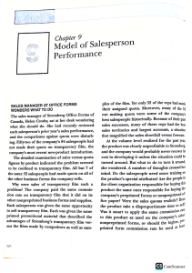 Chapter 9 - Model of Sales Person Performance