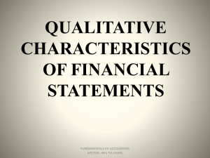 QUALITATIVE CHARACTERISTICS OF FINANCIAL STATEMENT