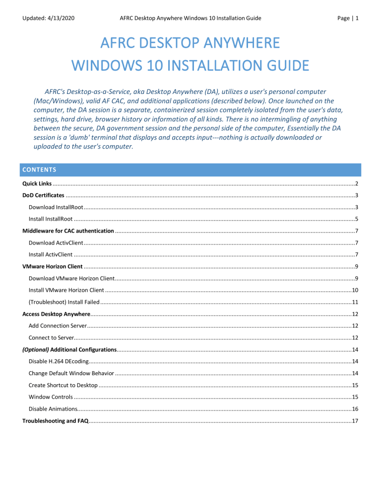 air force desktop anywhere instructions