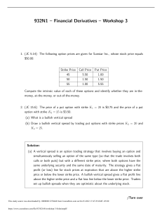 Financial Derivatives Workshop: Options & Spreads