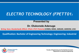 Electro Technology: Fundamentals & Applications