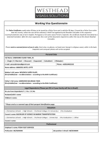 Brazil Working Visa Questionnaire