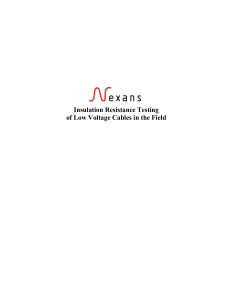 Insulation Resistance Testing of Low Voltage cables