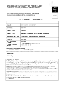 Transport Modeling Assignment: Swinburne University