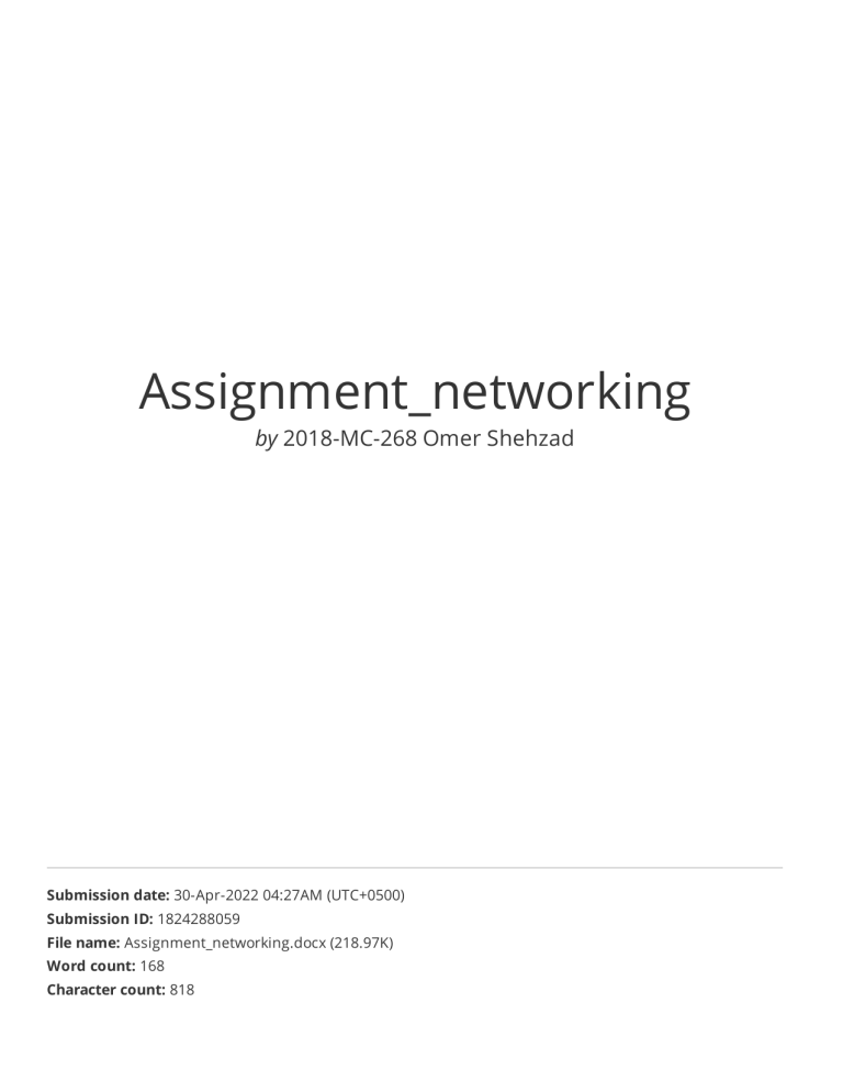 aly networking assignment work