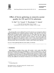 Effect of boron gettering on minority-carrier quality for FZ and CZ Si substrates