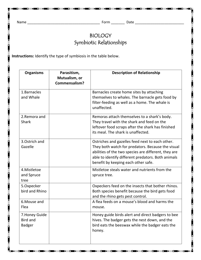 Explain The Three Types Of Symbiotic Relationships And Give Examples