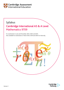 Cambridge AS/A Level Mathematics Syllabus