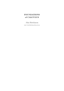 Foundations of Calculus