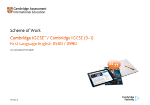 First Language English 0500 Scheme of Work (for examination from 2020)