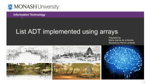 List ADT implemented using arrays
