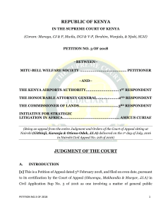 Kenya Supreme Court Judgment: Mitu-Bell Welfare Society Appeal