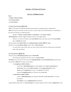 Joinder of Claims & Parties: Legal Rules Summary