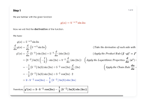 Find the derivative of the function. g(α) = 5^(-a 2) sin 2α   Quizlet