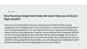 How Nursing Assignment Help Services Help you to Score High Grades