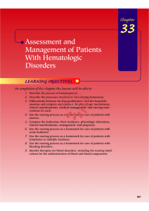 Assessment and Management of Patients With Hematologic Disorders