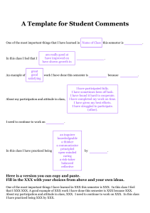 MYP Student Comments Template