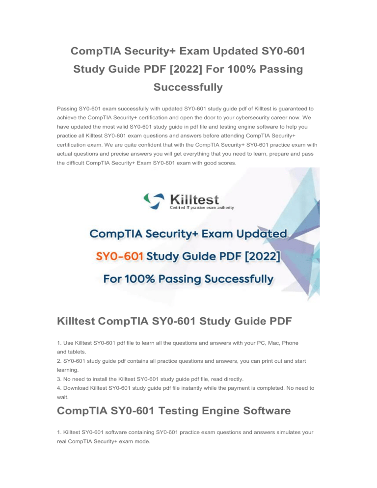CompTIA Security+ Exam Updated SY0601 Study Guide PDF [2022]