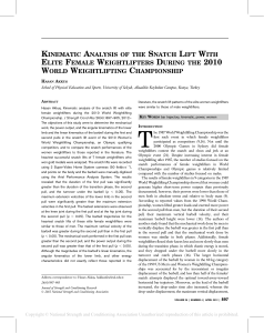 Akkus - Kinetmatic Analysis of the Snatch Lift With Elite Female Weightlifters During the 2010 World Weightlifting Championship