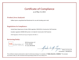 2021 Metal Roof Certificate of Compliance US