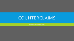 Lesson 2 -Counterclaims in Argumentative Writing