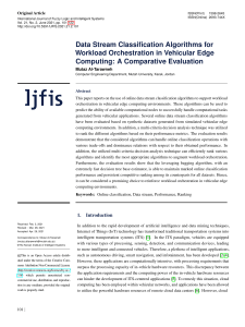 Vehicular Edge Computing: Data Stream Classification Algorithms