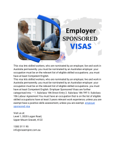employer sponsored visa
