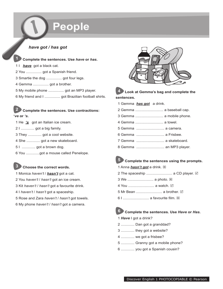 Discover English 1 Worksheet