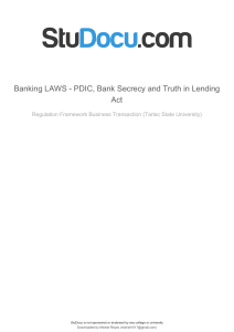 banking-laws-pdic-bank-secrecy-and-truth-in-lending-act