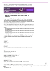 Important Questions for CBSE Class 9 Maths Chapter 15- Probability