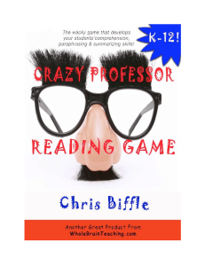 crazy professor reading game