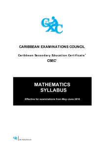 CSEC Mathematics Syllabus with Specimen Papers