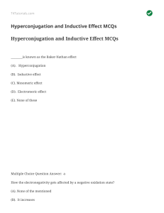 Hyperconjugation and Inductive Effect MCQs   T4Tutorials.com