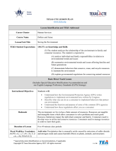 Saving the Environment: High School Lesson Plan