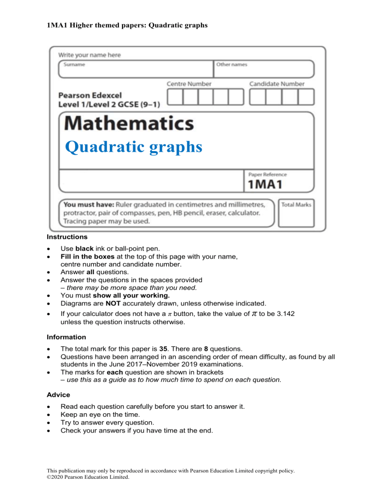 Solving Quadratic Equations Graphically - GCSE Maths Revision Guide