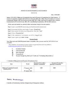 Notice Examination Form Fill up Odd Sem 2021