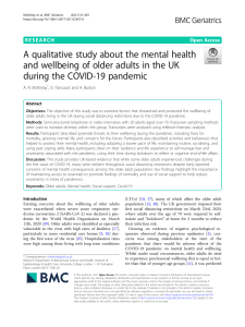 239. A qualitative study about the mental health and wellbeing of older adults in the UK during the COVID-19 pandemic, 2021