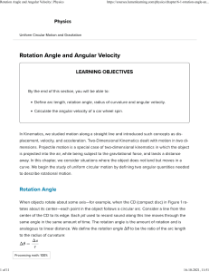 Rotation Angle and Angular Velocity   Physics