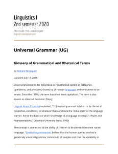Universal Grammar Glossary of Grammatical & Rhetorical Terms