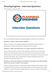 Planning Engineer - Interview Questions