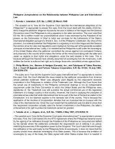 (MORALES) Philippine Jurisprudence on the Relationship between Philippine Law and International Law