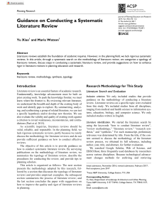 Guidance on Conducting a Systematic LR