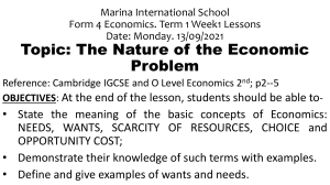 The Nature of the Economic Problem